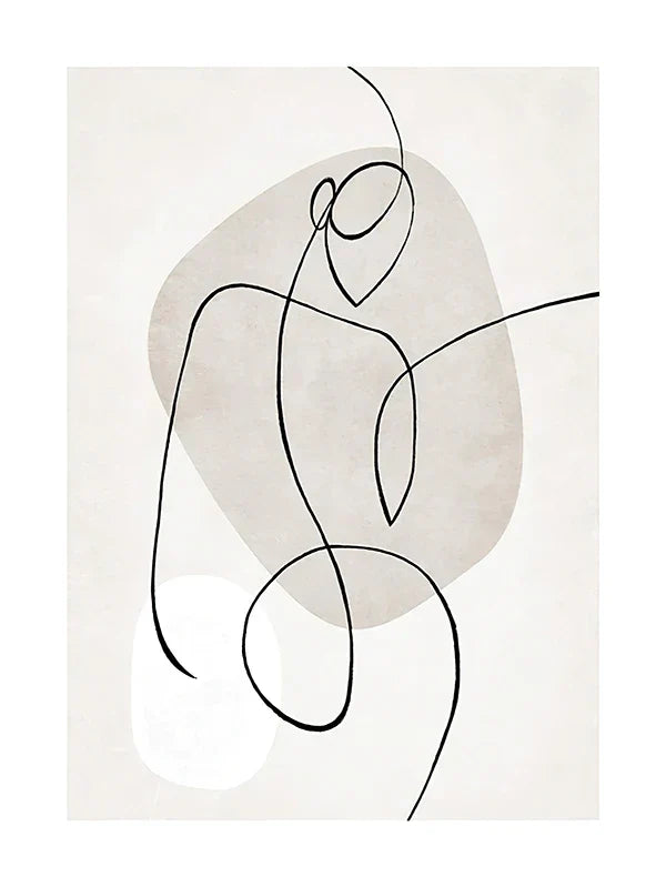 Moderne abstrakte linjekunst figurer kunstgalleri veggkunst fine art lerrettrykk minimalistiske livsstilsbilder for stue soverom kunstdekor | Skanto