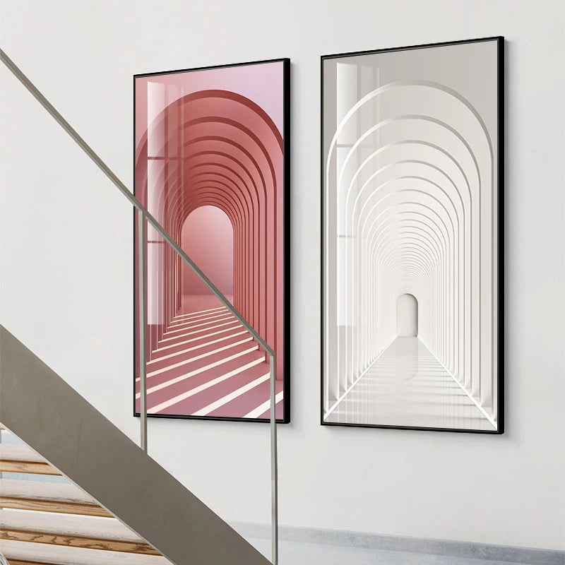Modern Abstract Minimalist Arch Motifs Architecture Wall Art Fine Art Canvas Prints Pictures for Entry Hall Foyer Living Room Home Office Decor | Skanto
