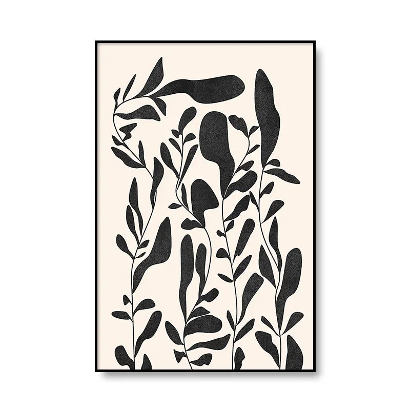Moderne abstrakte minimalistische feminine kroppskunst linjekunst veggkunst Fine Art lerrettrykk svart hvitt plakatbilder for moderne interiør | Skanto
