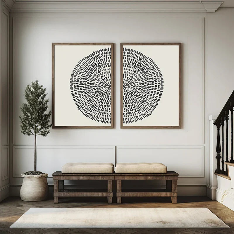 Abstract Radial Dots Wall Art Fine Art Canvas Prints Minimalist Pictures For Modern Living Room Dining Room Bedroom Art For Contemporary Home Decor | Skanto