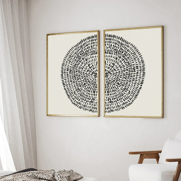 Abstract Radial Dots Wall Art Fine Art Canvas Prints Minimalist Pictures For Modern Living Room Dining Room Bedroom Art For Contemporary Home Decor | Skanto