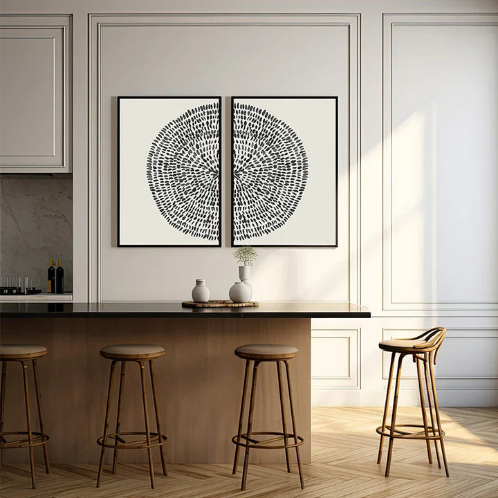 Abstract Radial Dots Wall Art Fine Art Canvas Prints Minimalist Pictures For Modern Living Room Dining Room Bedroom Art For Contemporary Home Decor | Skanto