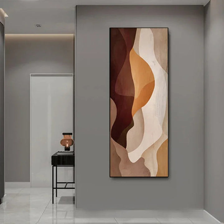 Modern Abstract Shades of Brown Beige Vertical Format Wall Art Fine Art Canvas Prints Pictures for Foyer Living Room Hallway Nordic Home Decor | Skanto