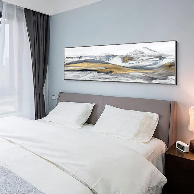 Modern Abstract Wide Format Wall Art Fine Art Canvas Print Pictures for Living Room Over Sofa Art for Bedroom Over Bed | Skanto
