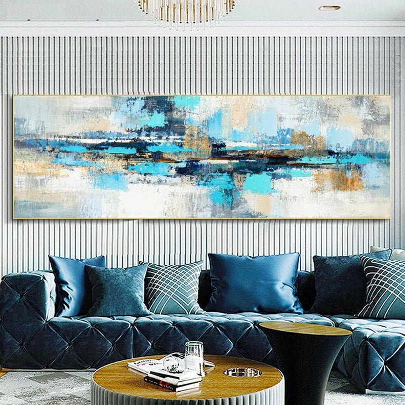 Modern Abstract Wide Format Wall Art Fine Art Canvas Print Pictures for Living Room Over Sofa Art for Bedroom Over Bed | Skanto