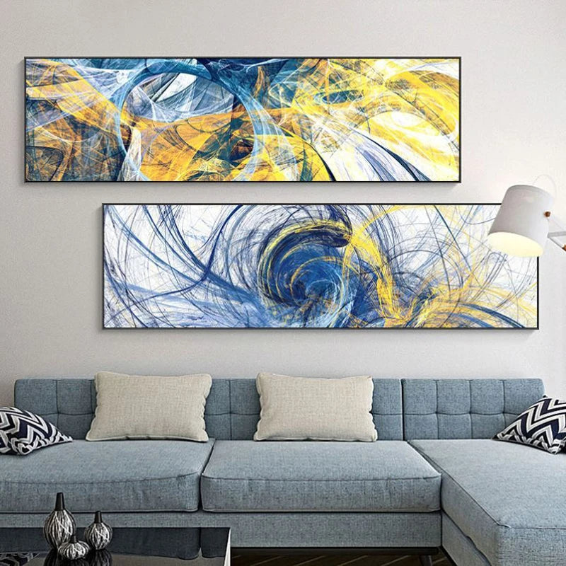 Modern Abstract Wide Format Wall Art Fine Art Canvas Print Pictures for Living Room Over Sofa Art for Bedroom Over Bed | Skanto