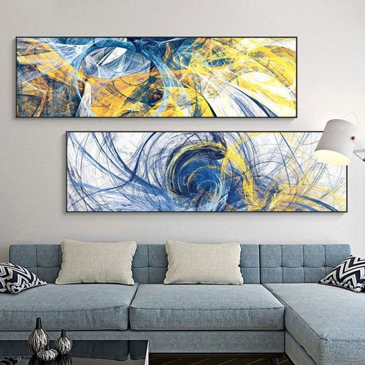 Modern Abstract Wide Format Wall Art Fine Art Canvas Print Pictures for Living Room Over Sofa Art for Bedroom Over Bed | Skanto