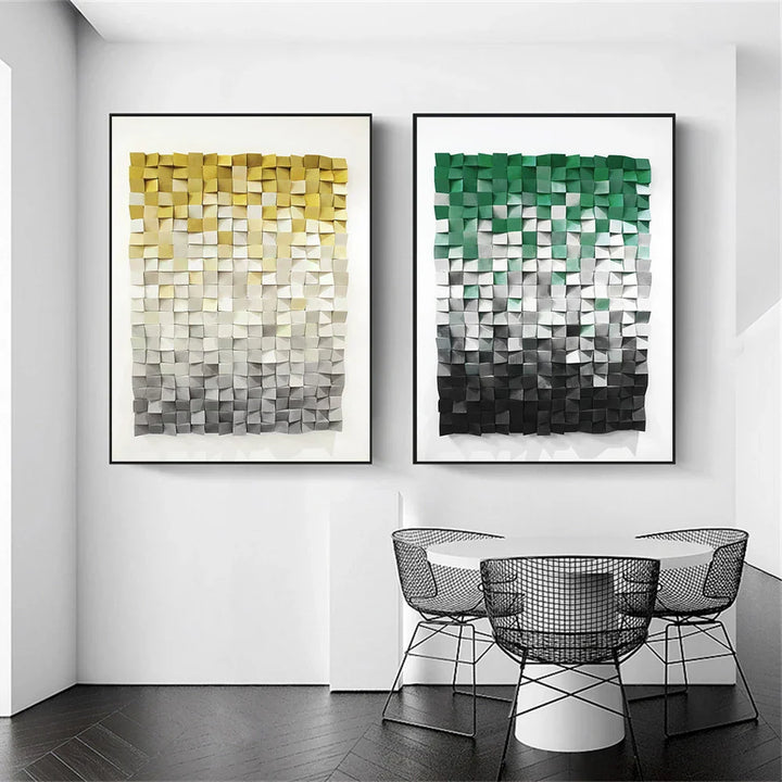 Moderne estetikk 3D-effekt fargeklipp veggkunst Fine Art lerretstrykk abstrakt bilde for stue spisestue hjemmekontor dekor | Skanto