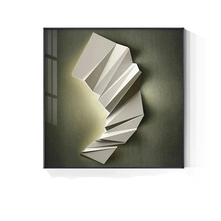 Moderne estetikk 3D LED-effekt abstrakt geometrisk veggkunst fine art lerrettrykk kvadratisk format bilder kunst for moderne interiører | Skanto
