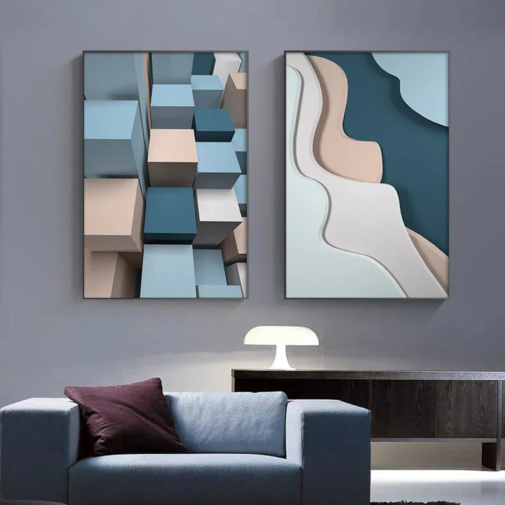 Moderne estetikk Flytende 3D-design Veggkunst Fin kunst Lerretstrykk Fargerike abstrakte bilder for stue Soverom Gang kunst for samtidsinteriører | Skanto