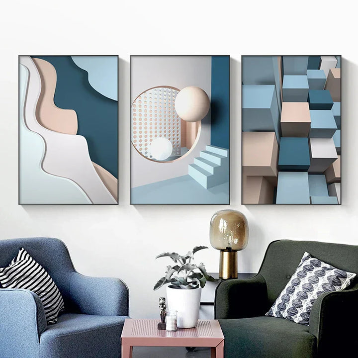 Moderne estetikk Flytende 3D-design Veggkunst Fin kunst Lerretstrykk Fargerike abstrakte bilder for stue Soverom Gang kunst for samtidsinteriører | Skanto