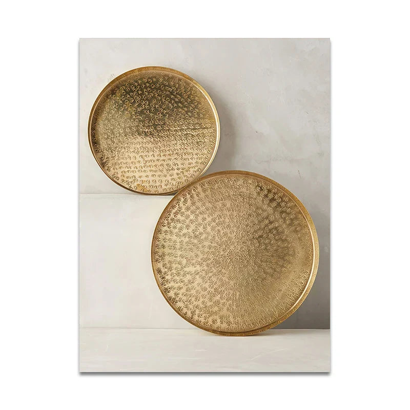 Set av 3PCS Moderne estetikk Gylden bronse Abstrakt veggkunst Fin kunst lerretsutskrifter Bilder for stue Spiserom Boutique hotell kunstdekor | Skanto