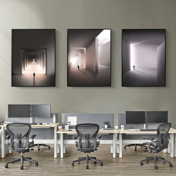Modern Geometric Architectural Landscape Wall Art Fine Art Canvas Prints Pictures for Studio Home Office Entryway Inspiring Art Decor | Skanto