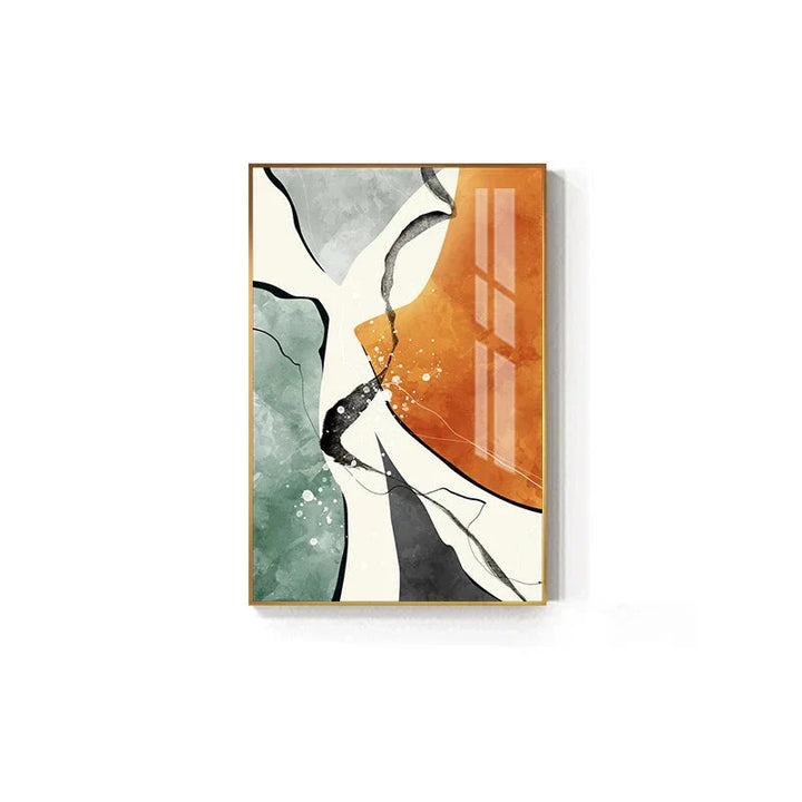 Moderne fargepaletter Nordisk abstrakt veggkunst Fin kunst lerretsutskrifter Grå Orange Grønn Flytende dynamiske bilder for stue Kontor Foyer kunst Dekor | Skanto