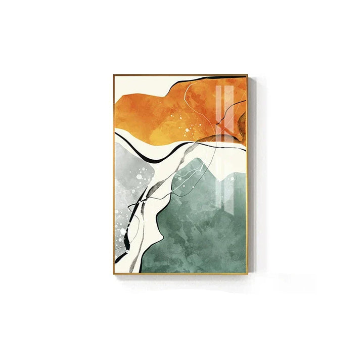 Moderne fargepaletter Nordisk abstrakt veggkunst Fin kunst lerretsutskrifter Grå Orange Grønn Flytende dynamiske bilder for stue Kontor Foyer kunst Dekor | Skanto