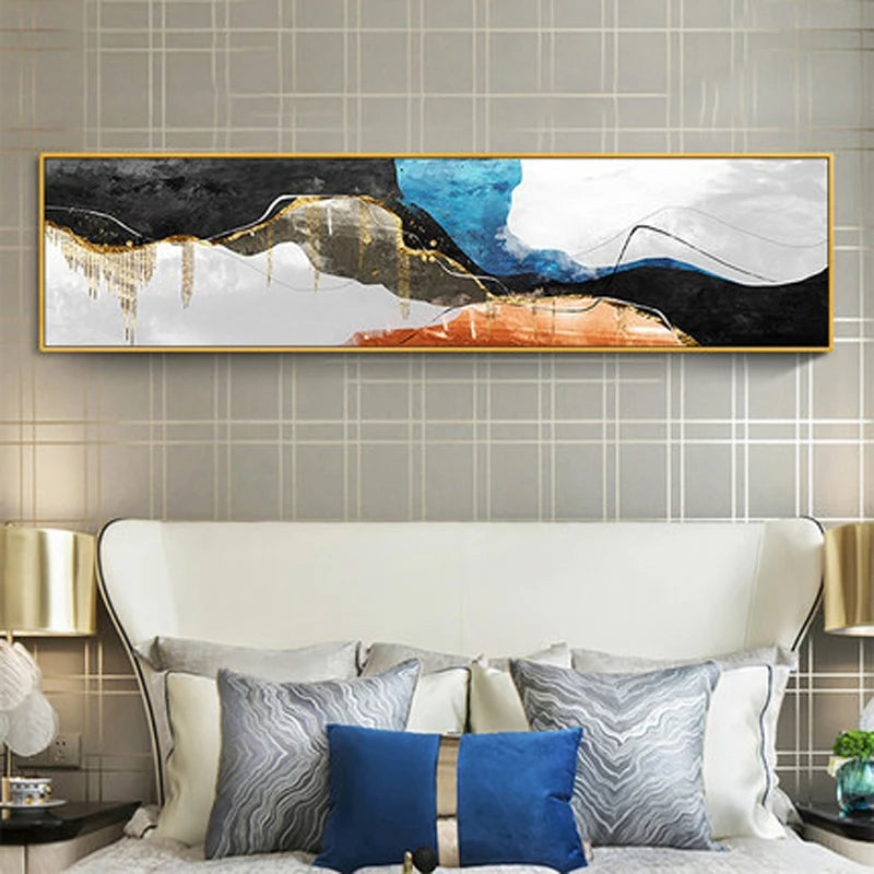 Moderne farger Mørk Abstrakt Veggkunst Fin Kunst Lærredstrykk Bredformat Bilder For Over Sofa Bilder For Over Sengen | Skanto