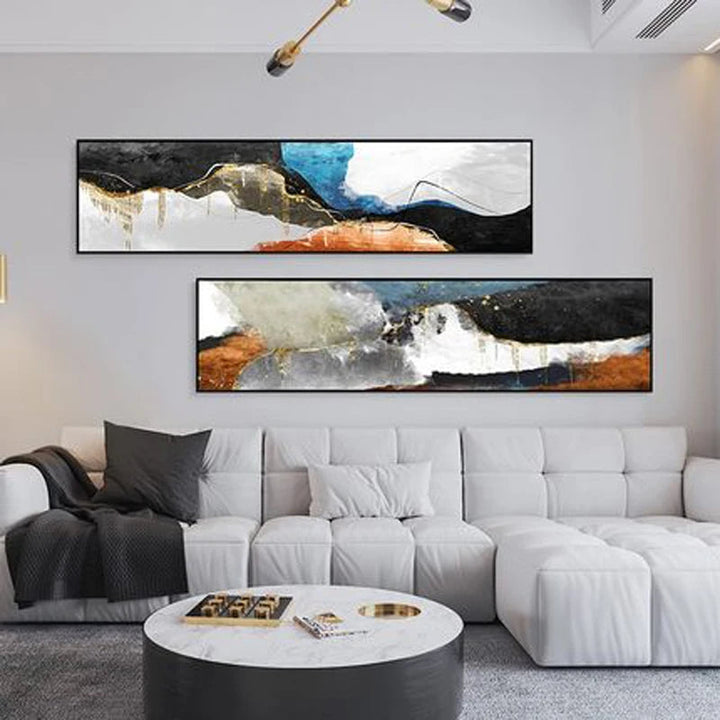 Moderne farger Mørk Abstrakt Veggkunst Fin Kunst Lærredstrykk Bredformat Bilder For Over Sofa Bilder For Over Sengen | Skanto