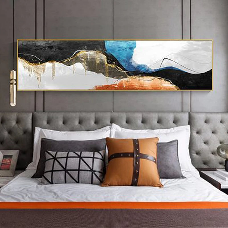 Moderne farger Mørk Abstrakt Veggkunst Fin Kunst Lærredstrykk Bredformat Bilder For Over Sofa Bilder For Over Sengen | Skanto
