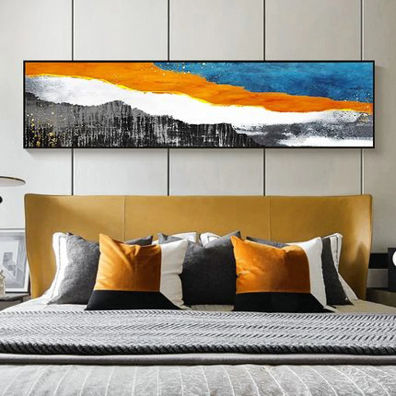 Moderne farger Mørk Abstrakt Veggkunst Fin Kunst Lærredstrykk Bredformat Bilder For Over Sofa Bilder For Over Sengen | Skanto