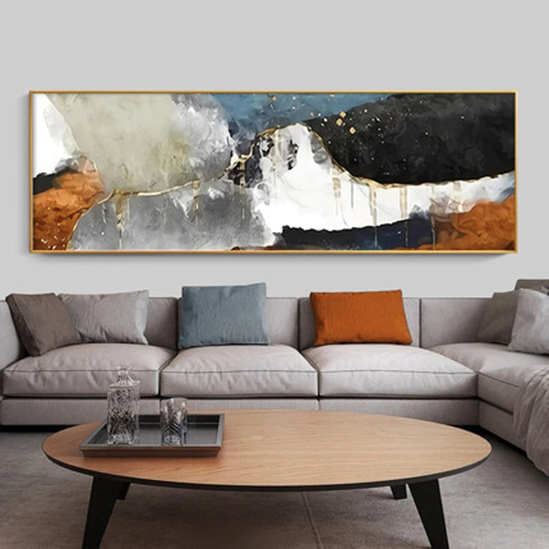 Moderne farger Mørk Abstrakt Veggkunst Fin Kunst Lærredstrykk Bredformat Bilder For Over Sofa Bilder For Over Sengen | Skanto