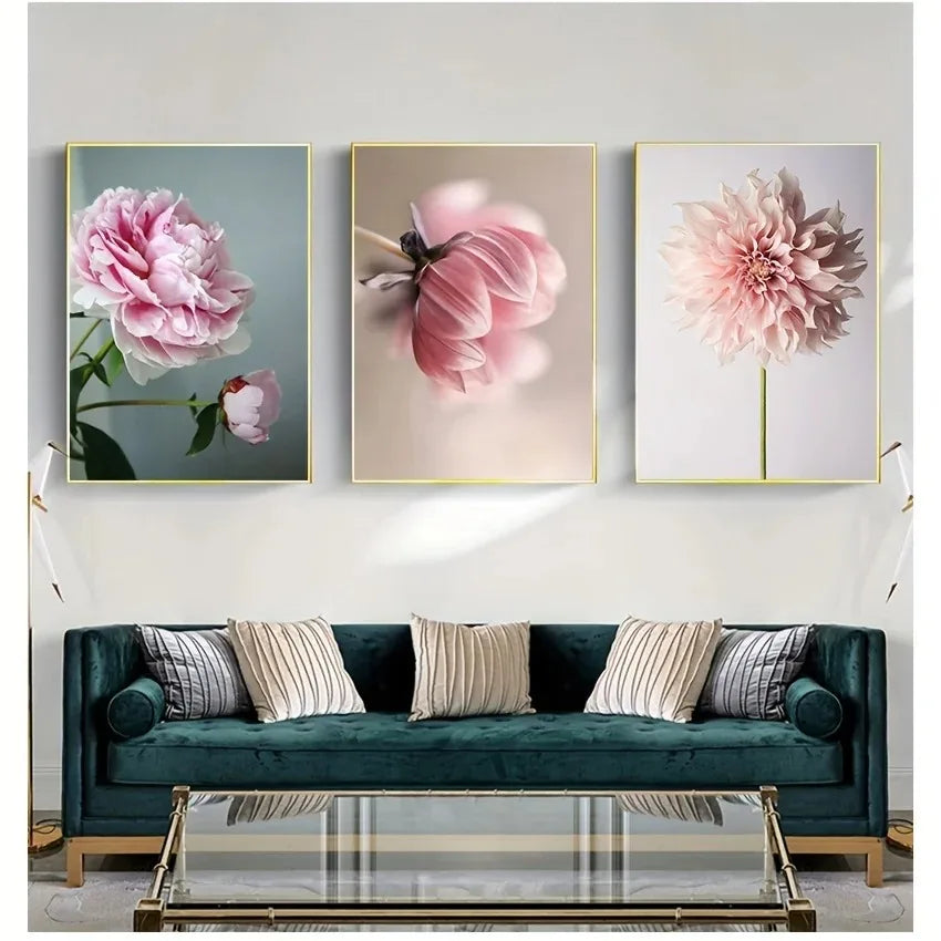 Moderne Florale Rosa Blomster Veggkunst Fint Kunst Lerretsutskrifter Elegante Botaniske Bilder For Stue Soverom Hotellrom Kunst Dekor | Skanto