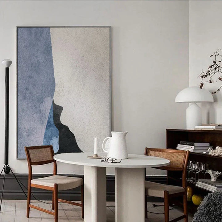 Moderne Geometriske Abstrakte Veggkunst Fin Lerretstrykk - Dristig Minimalistisk Grå Blå Beige Svart Kunstverk - Perfekt for Kontemporær Bolig- og Kontorinnredning | Skanto