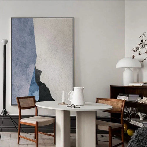 Moderne Geometriske Abstrakte Veggkunst Fin Lerretstrykk - Dristig Minimalistisk Grå Blå Beige Svart Kunstverk - Perfekt for Kontemporær Bolig- og Kontorinnredning | Skanto