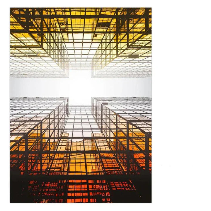 Moderne geometrisk arkitektonisk veggkunst Fine Art lerrettrykk svarte grå oransje abstrakte bilder for stue studio hjemmekontor kunstdekorasjon | Skanto