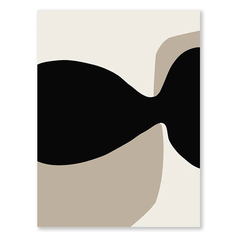 Moderne svarte beige formfulle abstrakte veggkunst fine kunst lerretsutskrifter bilder for stue soverom kunst for moderne interiører | Skanto