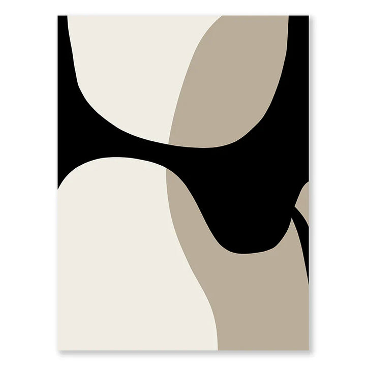 Moderne svarte beige formfulle abstrakte veggkunst fine kunst lerretsutskrifter bilder for stue soverom kunst for moderne interiører | Skanto
