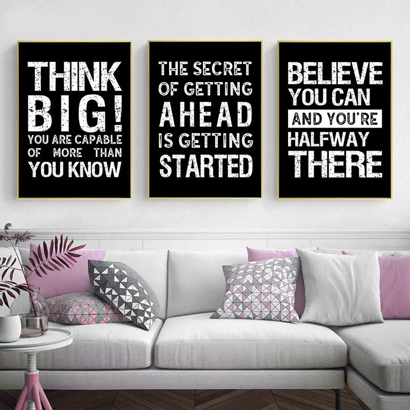 Moderne Motivasjonssitater Plakat Svart Hvit Veggkunst Fine Art Lærredstrykk Bilder For Stue Kontor Soverom Inspirerende Kunst Dekor | Skanto