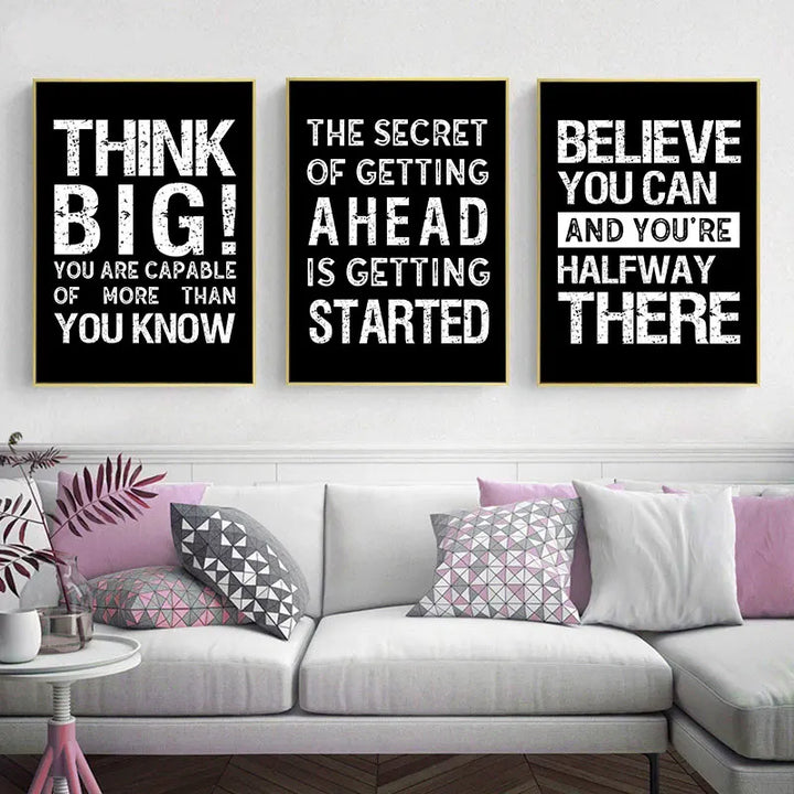 Moderne Motivasjonssitater Plakat Svart Hvit Veggkunst Fine Art Lærredstrykk Bilder For Stue Kontor Soverom Inspirerende Kunst Dekor | Skanto