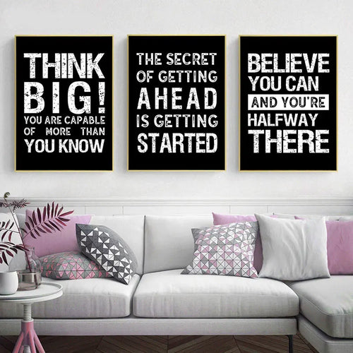 Moderne Motivasjonssitater Plakat Svart Hvit Veggkunst Fine Art Lærredstrykk Bilder For Stue Kontor Soverom Inspirerende Kunst Dekor | Skanto