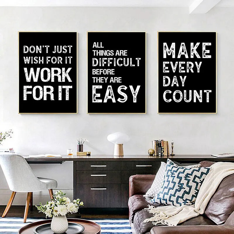 Moderne Motivasjonssitater Plakat Svart Hvit Veggkunst Fine Art Lærredstrykk Bilder For Stue Kontor Soverom Inspirerende Kunst Dekor | Skanto