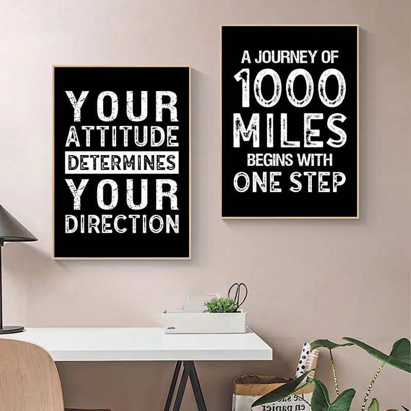 Moderne Motivasjonssitater Plakat Svart Hvit Veggkunst Fine Art Lærredstrykk Bilder For Stue Kontor Soverom Inspirerende Kunst Dekor | Skanto