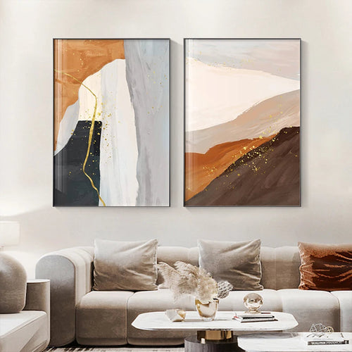 Moderne nordiske geomorfiske abstrakte veggkunst fine kunst lerret utskrifter nøytrale toner bilder for oppholdsrom kunst for samtidsinteriører | Skanto