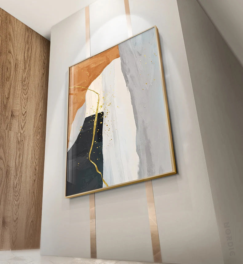 Moderne nordiske geomorfiske abstrakte veggkunst fine kunst lerret utskrifter nøytrale toner bilder for oppholdsrom kunst for samtidsinteriører | Skanto