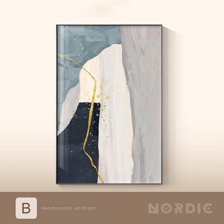 Moderne nordiske geomorfiske abstrakte veggkunst fine kunst lerret utskrifter nøytrale toner bilder for oppholdsrom kunst for samtidsinteriører | Skanto