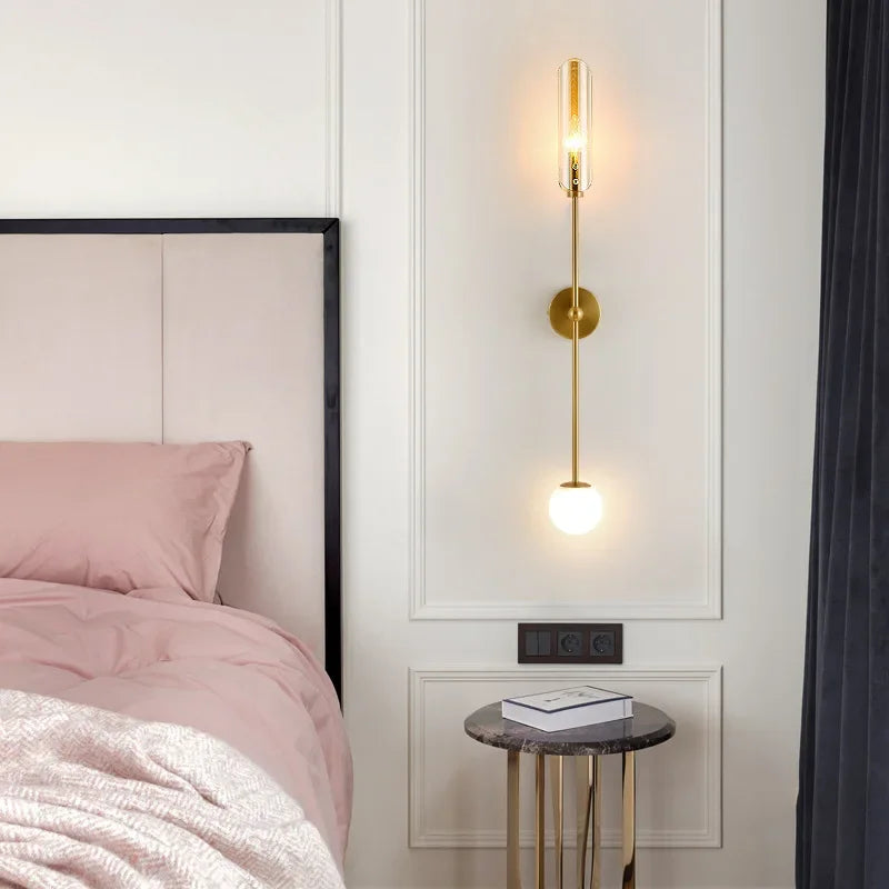 Nordisk LED vegglampe med glass – Elegant vegglampe for stue og soverom | Skanto