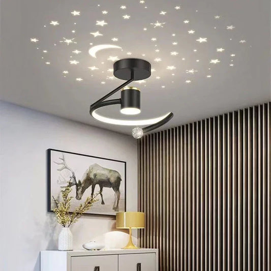 LED Taklampe med Stjernesky – Moderne Kronelys Design for Barnerom og Stuer