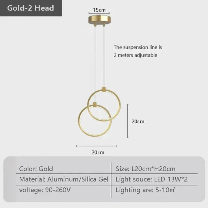 Skanto | Elegant Double Ring Pendant Light | DuoGlow