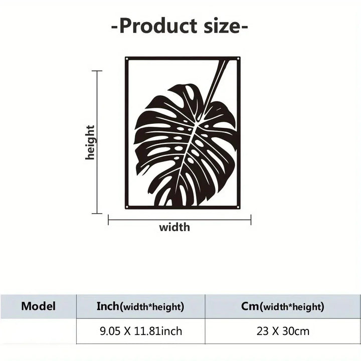 Monstera blad silhuett svart metall veggkunst 3D skulptur jernhåndverk veggdekorasjon for stue spisestue kreativ boligdisk | Skanto