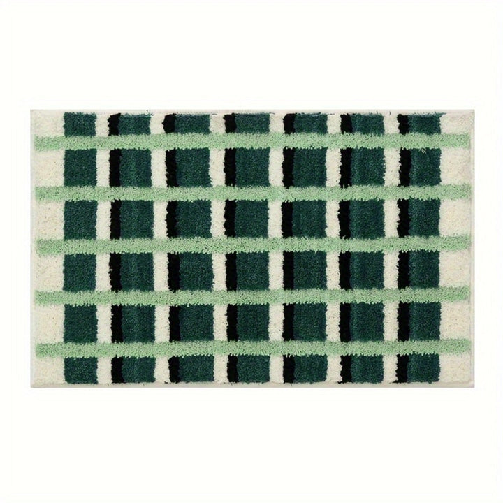 Skanto | Mos grønne geometriske flock bade matte