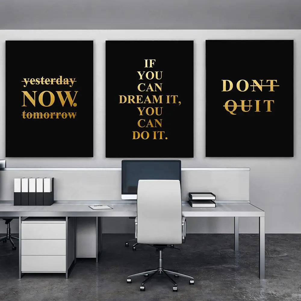 Motivasjonsord Veggkunst Finkunst Lærredstrykk Svart & Hvitt Inspirerende Sitater Plakat For Stue Soverom Kontor Kunstdekorasjon | Skanto