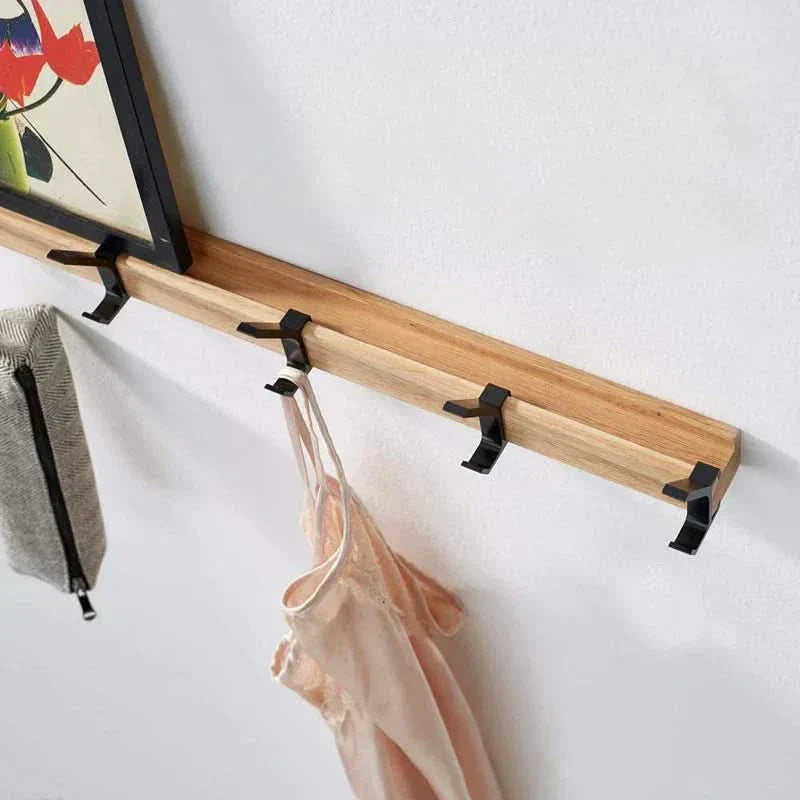 Skanto | Nordic Wall-Mounted Coat Rack with Movable Hooks – Black