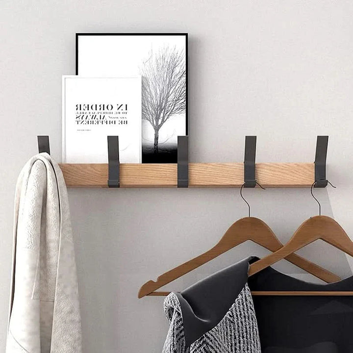 Skanto | Nordic Wall-Mounted Coat Rack with Movable Hooks – Black