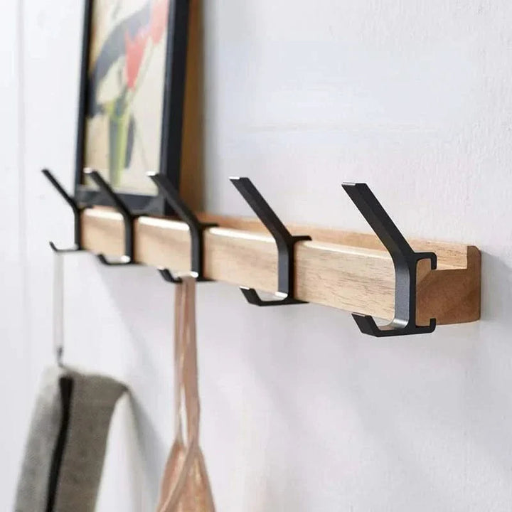Skanto | Nordic Wall-Mounted Coat Rack with Movable Hooks – Black
