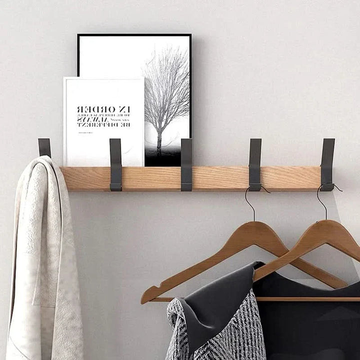 Nordische Wandgarderobe mit verstellbaren Haken – Schwarz