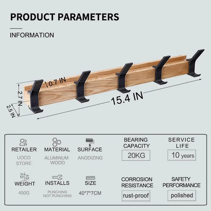 Skanto | HaakFlex | Veggskap med 5 justerbare doble kroker – Skandinavisk design