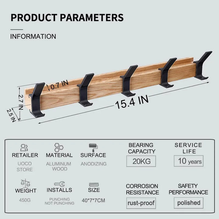 Skanto | HaakFlex | Veggskap med 5 justerbare doble kroker – Skandinavisk design